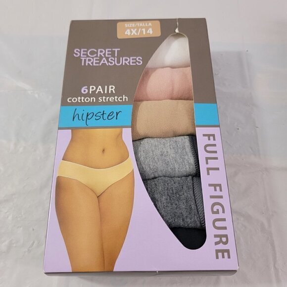 Secret Treasures Women’s Cotton Stretch 6 Pack Hipster Panties – Size 4X NEW - Picture 6 of 13